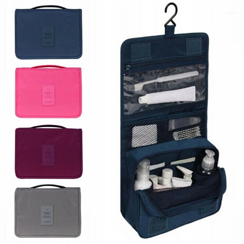 

Hanging Toiletry Bag Large Kit Folding Makeup Organizer for Men & Women Travel Cosmetic Storage MakeUp Bag1, Blue