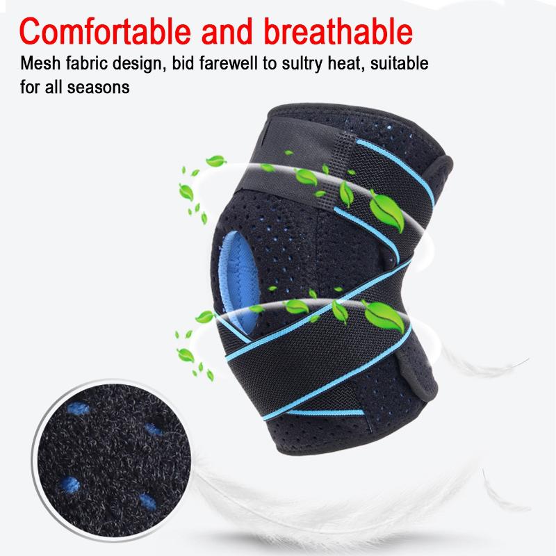 

Four spring sports knee pads silicone anti-collision protection patella meniscus outdoor sports protective gear, Black