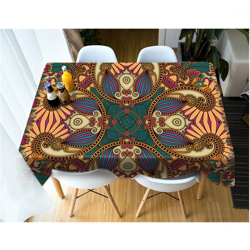 

Fashion Colorful Stripe Ethnic Style Pattern Tablecloth Washable Cotton Cloth Thicken Rectangular and Round Wedding Table Cloth1, Color b