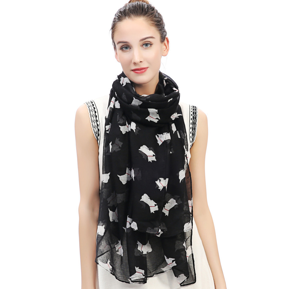 

Scottish Terrier Scottie Westie Dog Animal Pet Print Women's Large Scarf Shawl Wrap Soft Lightweight for All Seasons LJ201114