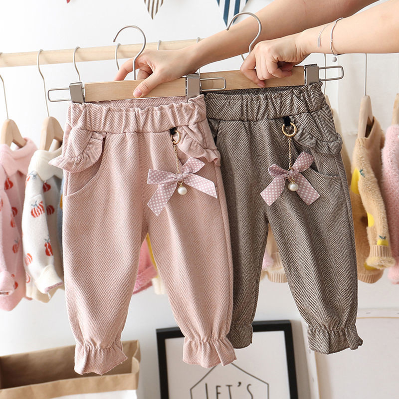 

EACHIN Baby Girls Pants 1-5 Years Children Fashion Pocket Trousers Kids Spring and Autummn Warm Casual Long Pants Girl Clothing LJ201019, Pink