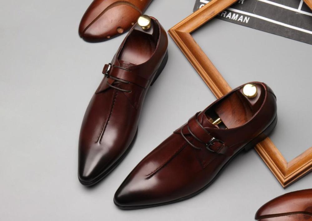 

Man Fashion Buckles Dress Italy Leather Derby Shoes Male Spring Autumn Runway Design Wedding Oxfords Shoes Hombre1