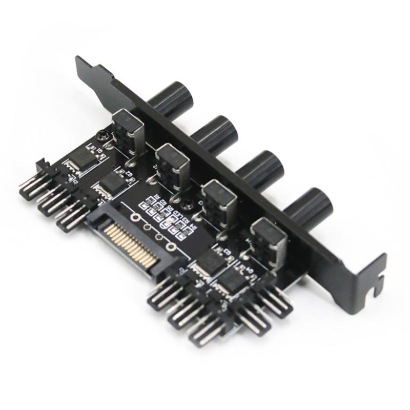 

Computer Case Fan Hub Regulator DC 12V 8 Way 4 Knob SATA/3Pin Speed Controller Fan Control Cooling hub for PC