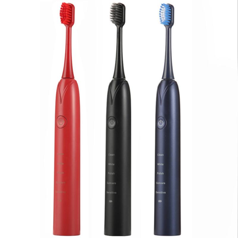 

SANQ Electric Toothbrush 3 Replacement Brush Heads Battery Sonic Teeth Waterproof Deep Cleaning Included Soft-Bristle