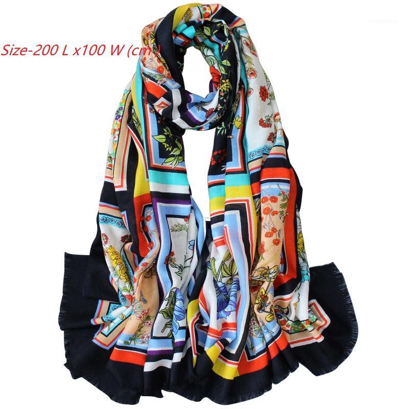 

2020 Winter New Brand Designer women scarf floral warm cashmere scarves shawls neck bandana lady wrap1