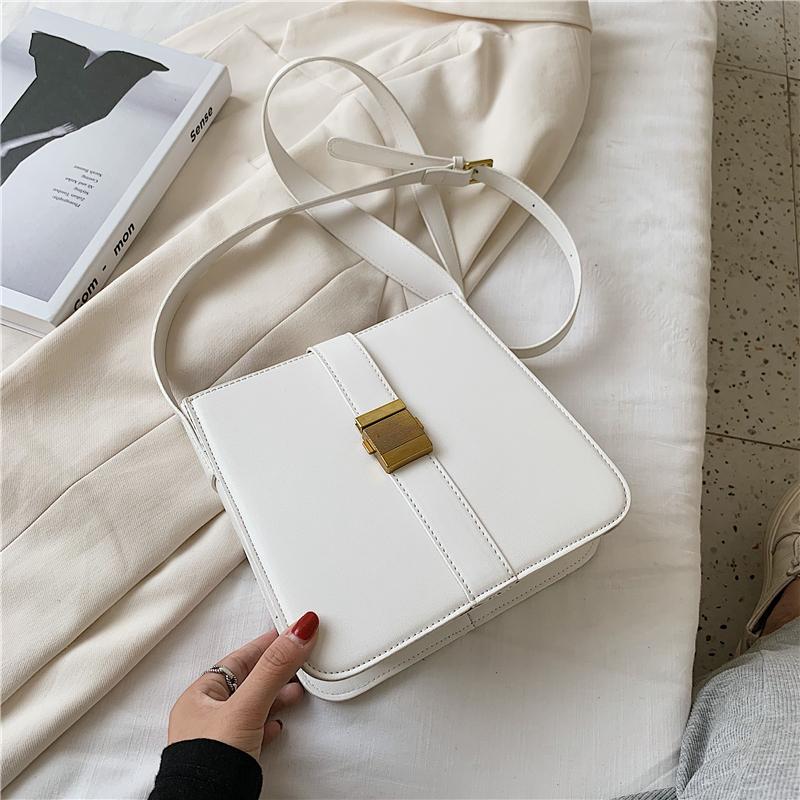 

2021 Summer New Style Shoulder Bag Fashion Casual Female Bag Solid Color PU Female Lady Square Messenger, Black