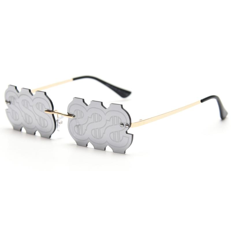 

Veshion Women's Vintage Sunglasses Rimless Candy Color Dollar Square Sun Glasses for Men Fashion Metal Gold Party Decoration
