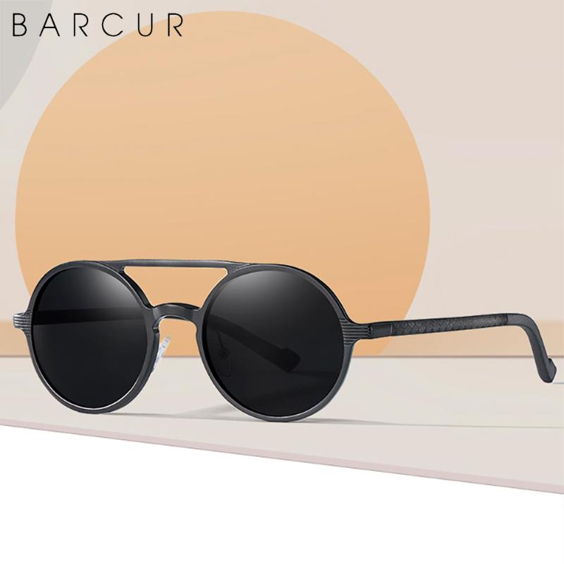 

Sunglasses BARCUR Retro Goggle Male Round Polarized Men Glasses Vintage Women Sun UV400 Eyewear