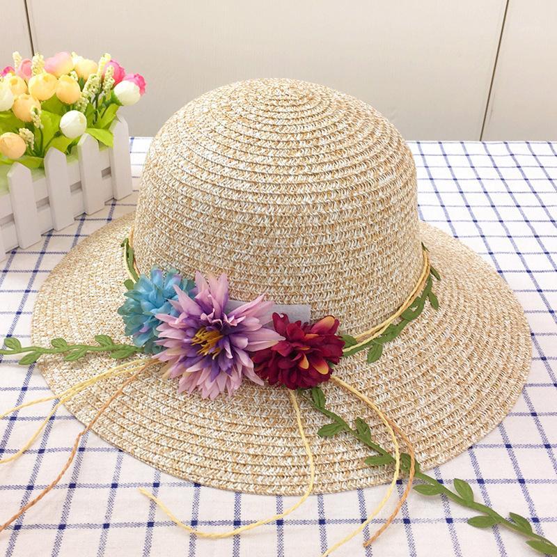

New Suncreen Hat Lady Bowknot Caps Summer Women Travel Sunshade Sun Beach Fashion and Elegant Hat Straw Wholesale Cap H0151, Khaki