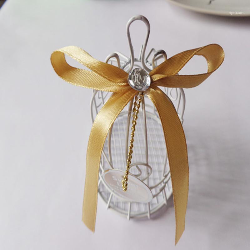 

romantic Bridal Wedding and party creative personality metal iron candy box iron bell birdcage gift box with decoration ribbon1