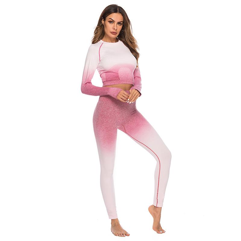

Women Yoga Set Leggings Long Sleeve Crop Top Sport Bra Running Yoga Pants Gym Clothing Sportswear Fitness Workout Sports Suit