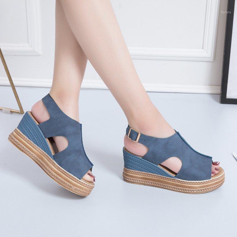 

Fashion Wedge Sandals Women Summer Open Toe Platform High Heels Sandals ladies casual outdoor shoes Female Slip-On Slope1, Blue