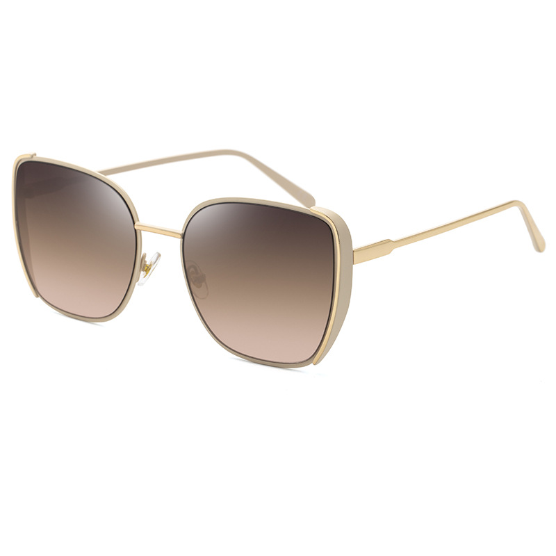 

The latest fashion sunglasses female cat eye metal big frame trend personality eyewear UV400 grey green blue brown beige ladies sunglasses for women
