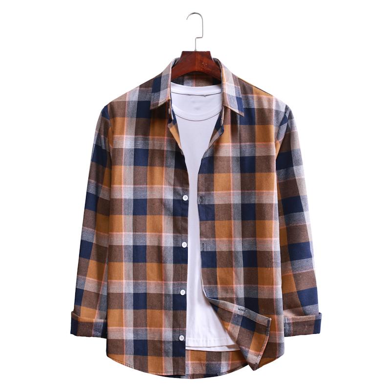

32 Cotton Dress Shirts Men's Plaid Shirt Slim Fit Spring Autumn Male Brand Casual Long Sleeved Shirts Soft Comfortable H848, H848-2