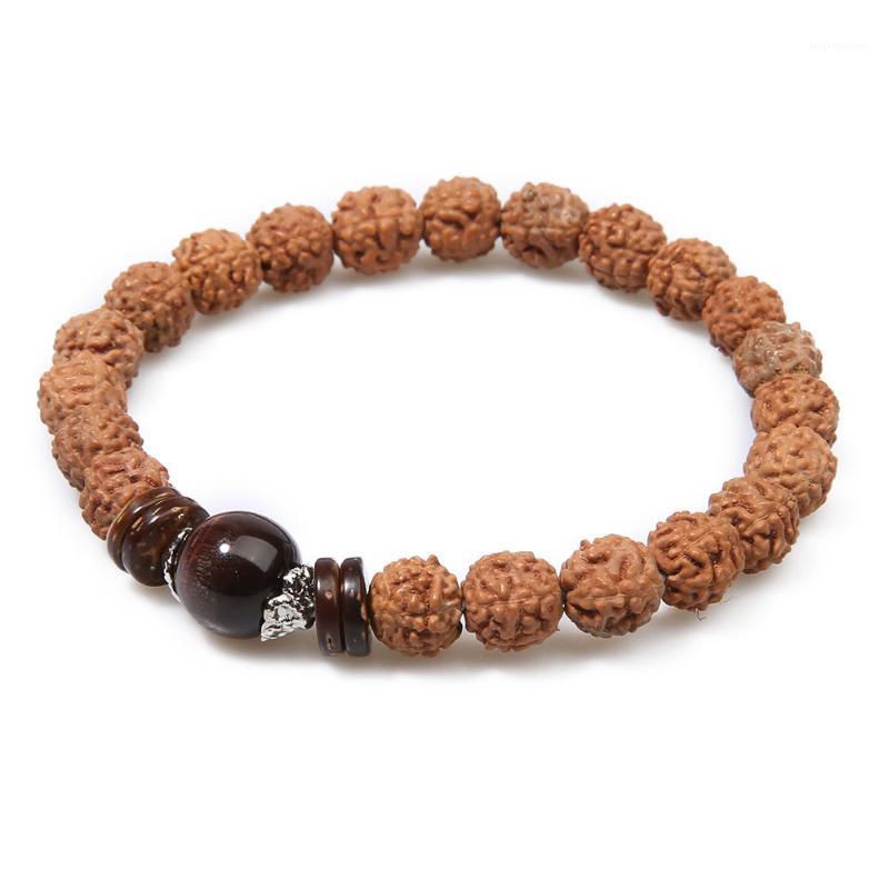 

Handmade 5 Mukhi Rudraksha Bracelet Beaded Meditation Wrist Tibetan Elastic Rope Bracelet Japa Prayer Charm Bangle1