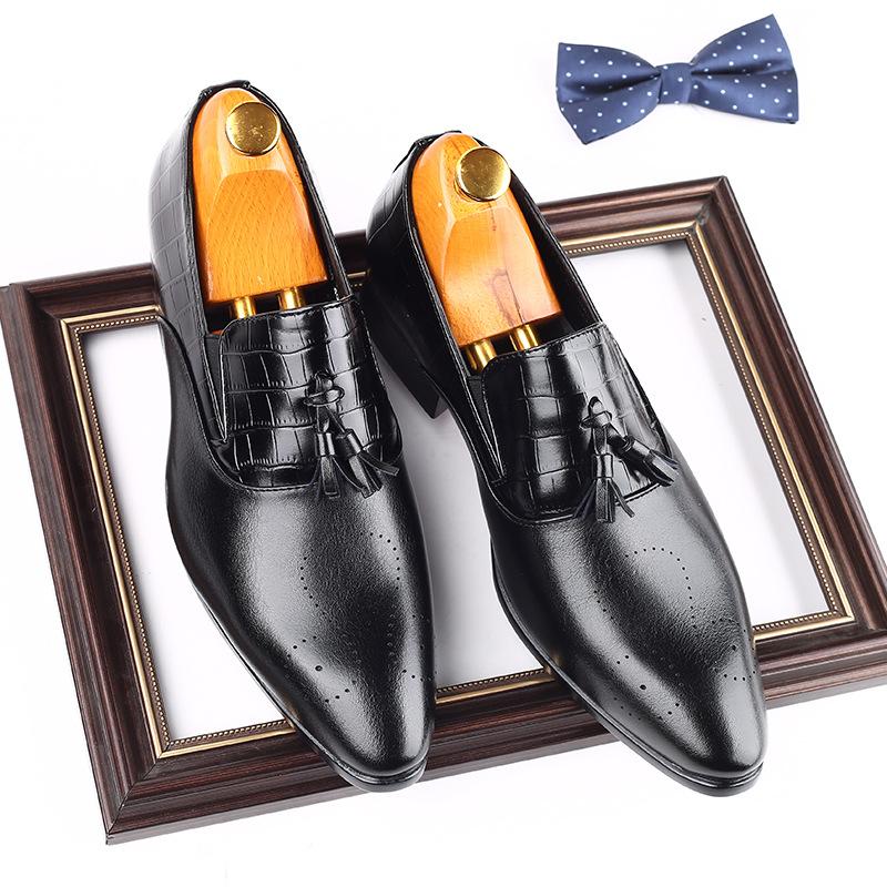 

New Luxury Designer Gentleman Pointed Tassels Mix Wedding Leather Shoes Men Casual Loafers Business Formal Dress Zapatos Hombre, A2