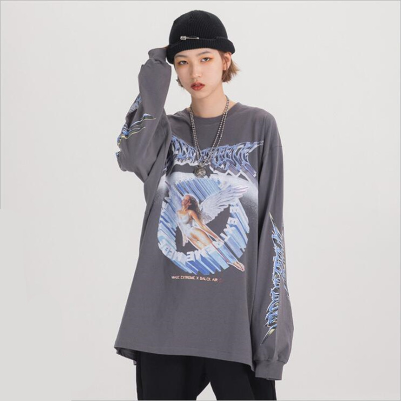 

2021 New Men's Sales Hip Shirt Oversize Retro-angel Streetwear Tshirt Loosely Hiphop T-shirts Cotton Shirts Long, Games