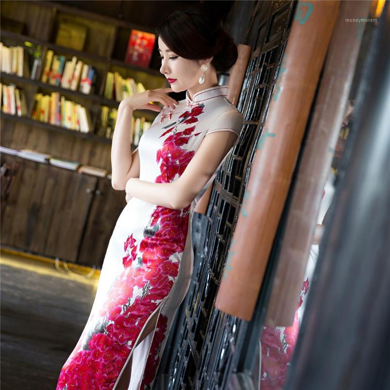 

qipao long silk chinese style dress red embroidery cheongsam plus size long traditional chinese dresses for women 2016 woman1
