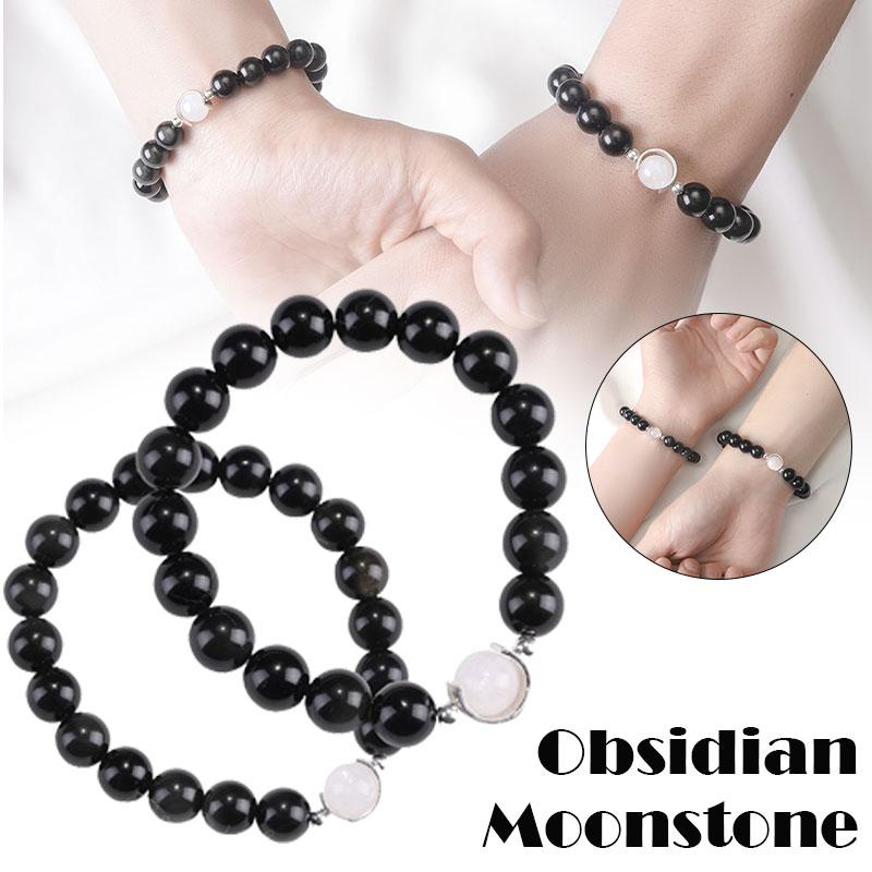 

1 Pair for Boyfriend Girlfriend Bracelet Obsidian Moonlight Bracelet Girls Gifts FS99