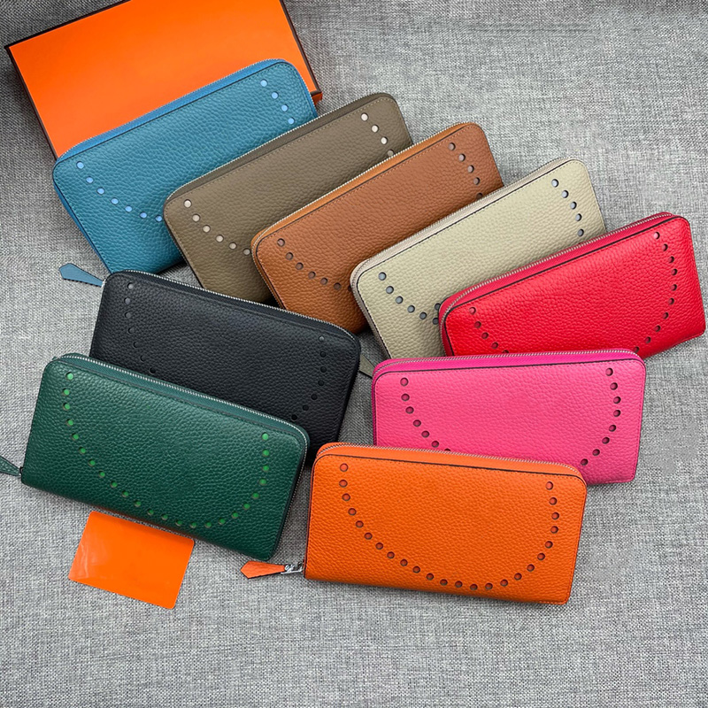 

Luxuey Women Purse Fashion Zipper Wallet 100% Calfskin Leather Designers Bags Coin Cards Wallet Lady Pruses with Box