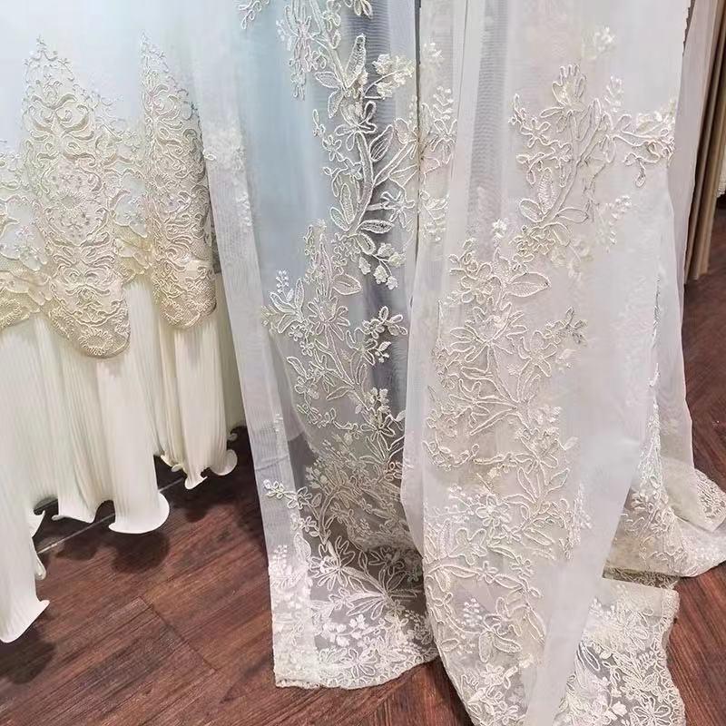 

European Luxury Voile Curtains Embroidered 3D Yarn for Living Room Window Tulle Romantic Sheer Children's Bedroom Kitchen Drape, Photo color