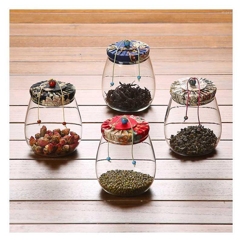 

1Pcs 1000ml transparent glass pot cork 4 color sealed pot exquisite cloth candy1