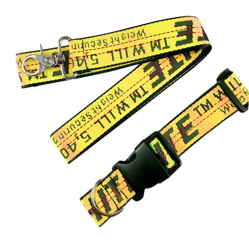 

Fashion Dog Collar Leash Set Letter Print French Bulldog Collar Perro Chihuahua Nylon Leading Rope Pets Acessorios Dropship A214 201030