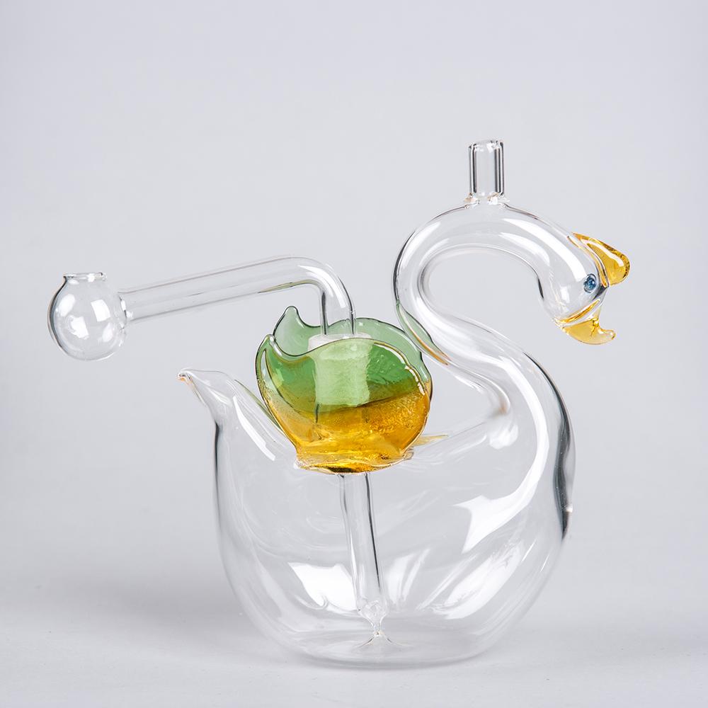 

Glass Dab Rigs Multifounction Oil Burner Mini Glass Hookah Smoking Pipe Bong with Cigeratte Holder Hand Craft Art Hookah Swan Free Shipping