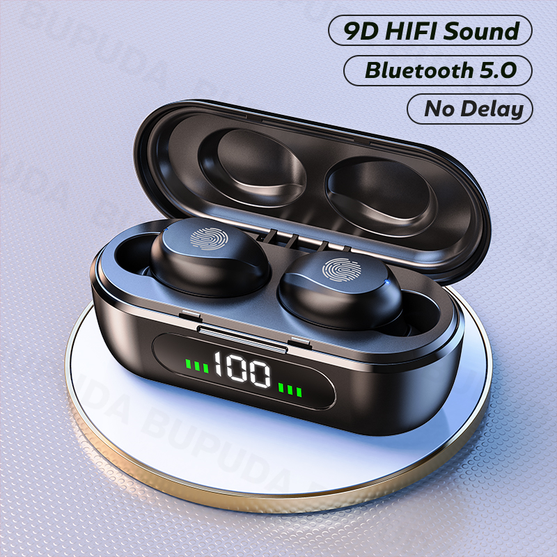 

TWS Bluetooth Earphones with Microphones Mini Portable Sports Music Wireless Headphones Earbuds Smart LED Power Display Headsets