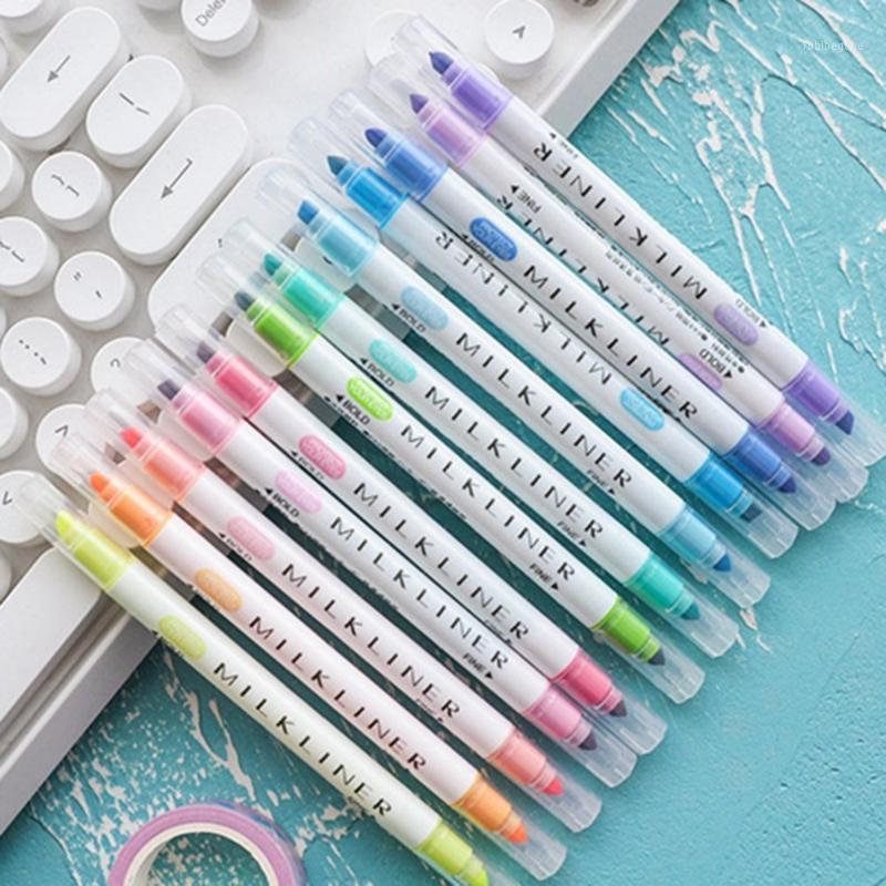 

12pcs/set Mildliner Highlighter Pen Stationery Double Headed Fluorescent marker Pen 12 Colors Mark Cute Mildliner dropshipp1