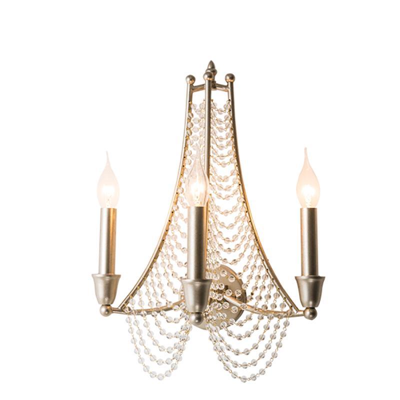 

American country wall lamp bedroom bedside lamp wall villa retro iron crystal living room
