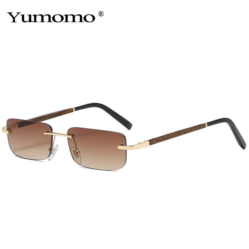 

Sunglasses 2021 Vintage Unique Rimless Rectangle Women Clear Lens Eyewear Brand Designer Men Sun Glasses UV400