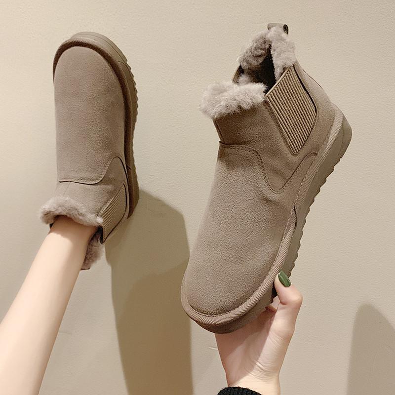 

Women's Boots Autumn Winter Footwear Australia Plush Boots-Women Female Shoes Flat Heel Round Toe 2021 Snow Fur Ankle