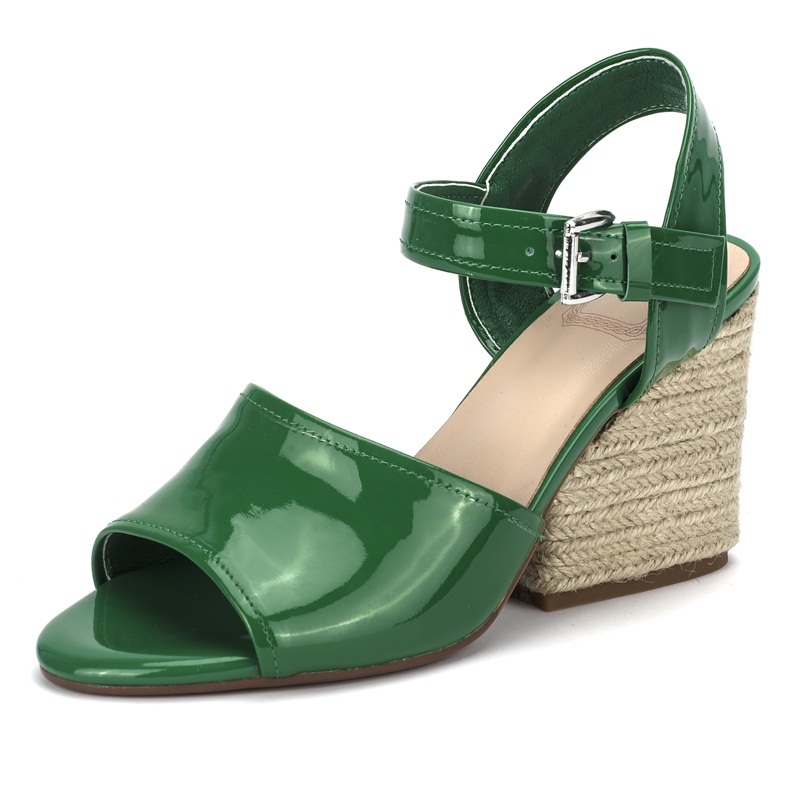 

2021 Heels See Genuine Leather Sandals Ladies Green Women Wedding Woman 38 39 78ks, White