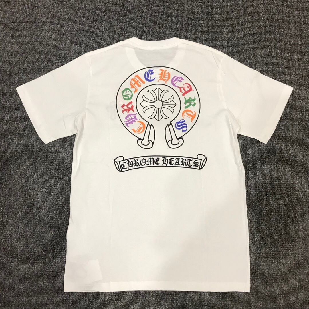 

summer 2020 new crosin Sanskrit Horseshoe Ring color embroidery cross parchment short sleeve T-shirt, White