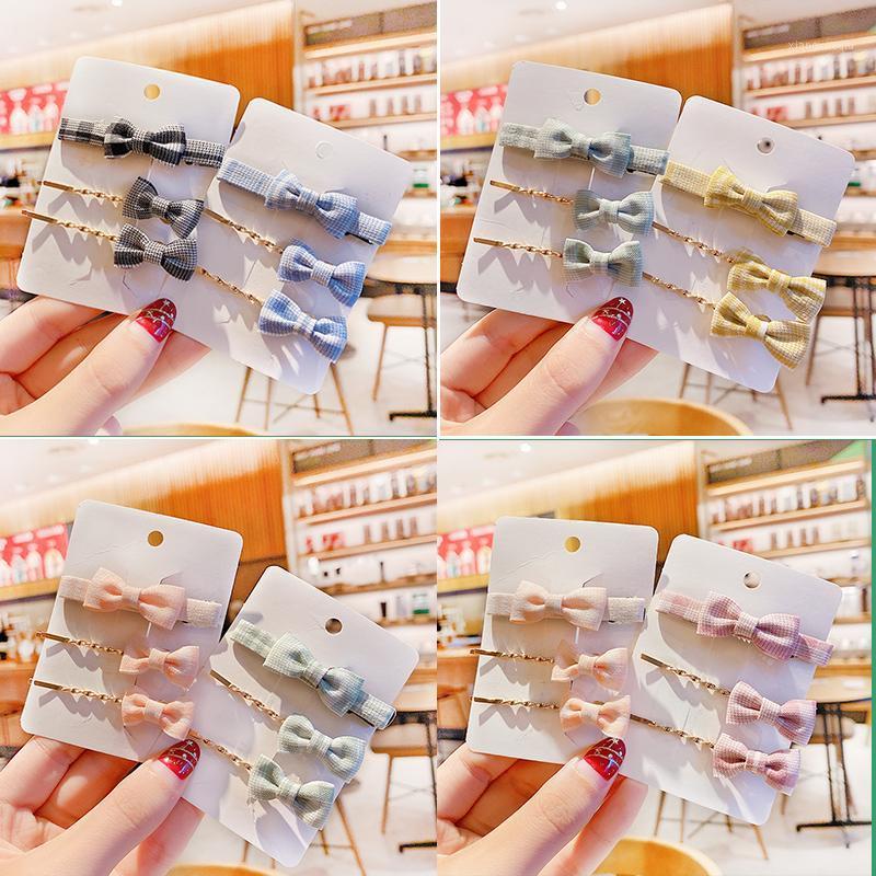 

3 Pcs/Set Childrn Cute Candy Plaid Bow Ornament Hair Clips Girls Lovely Alloy Barrettes Hairpins Kids Sweet Hair Accessories1, Gray-3 pcs