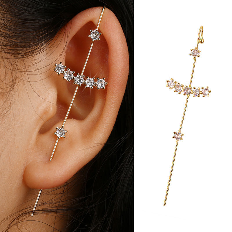 

retro Simple ins style Jewelry with white stone puncture needle around auricle and ear Earrings women earrings Alloy rhinestone ladies ET827