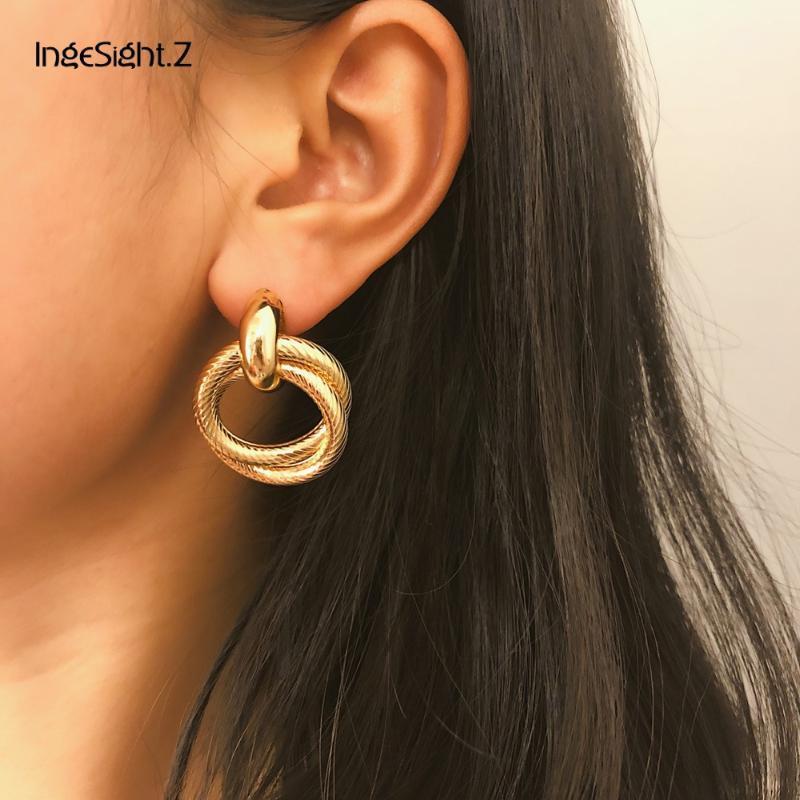 

Stud IngeSight.Z Punk Gold Color Round Circle Spiral Earrings Statement Vintage Metal For Women Jewelry Accessories1