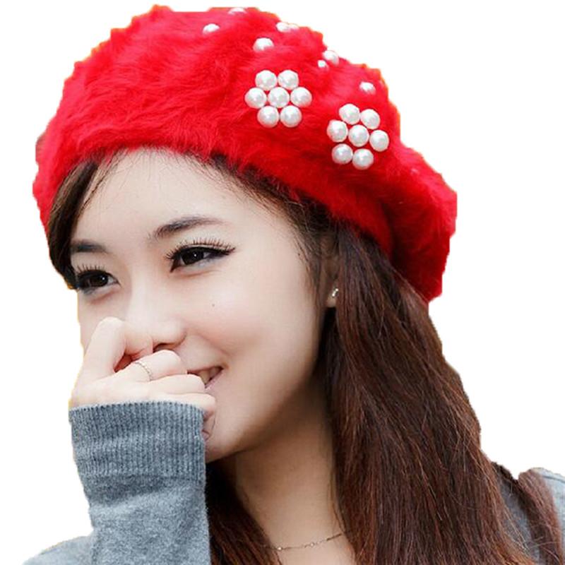 

Berets DOUBCHOW Womens Soft Fluffy Pearl Artist French Hats 2021 Classical Juniors Girls Fur Baret Beanie Flat Hat, Grey