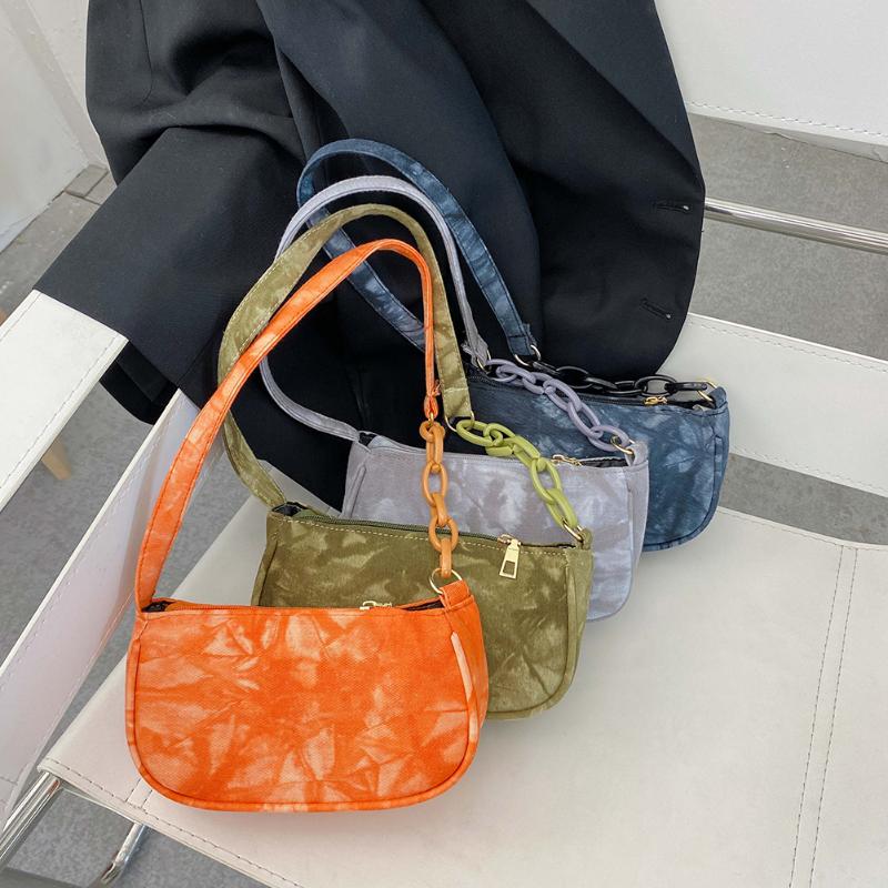 

2020 Fashion Tie Dye Printed Handbag Totes Women Nylon Casual Shoulder Underarm Shoulder Bags Portable Travel Purse Clutches, Dark blue
