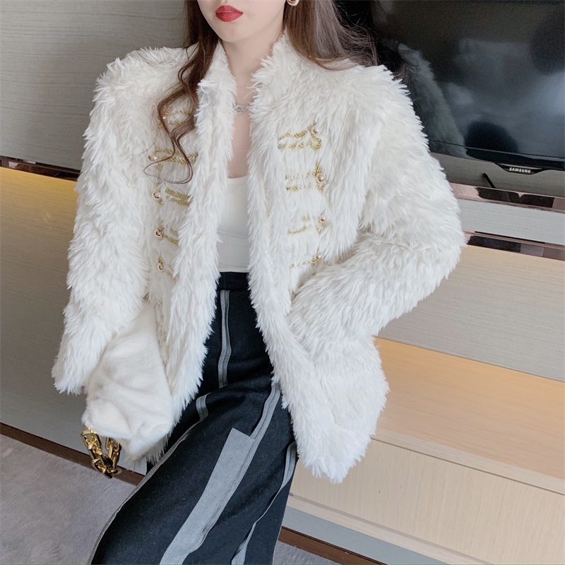 

2021 New Casaco Pele Do Falso Branco Feminino Wymter Moda High Street Peludo Trench Coat Midi Streetwsear Fofo Roupas Outono Jaqueta OYUT, White