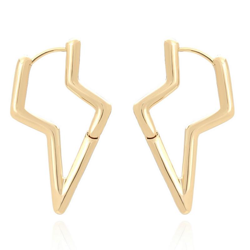 

Personality Light-shaped Metal Hoop Earrings for Woman 2020 New Golden Ear Jewelry