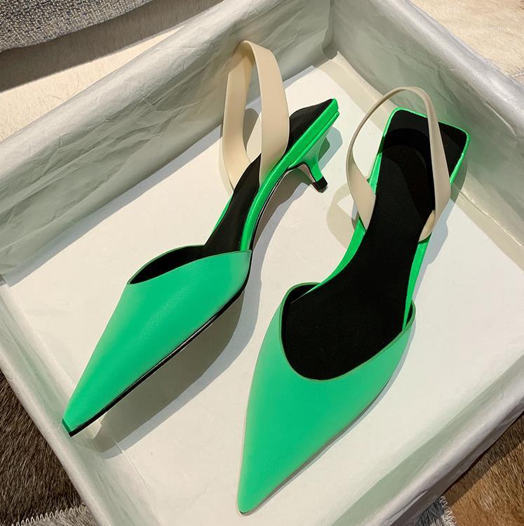 

Learher Women Sandals Summer Women Shoes Luxury Pointed Toe Zapatillas Mujer Med Heels Buty Damskie Slip On INS Sandalias Mujer1, As pic