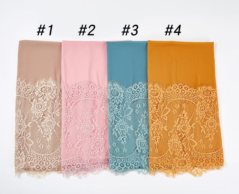 

10pc/lot plain Lace scarf buble chiffon muslim scarf shawl Muslim solid color lady muffler Luxury foulard hijabs