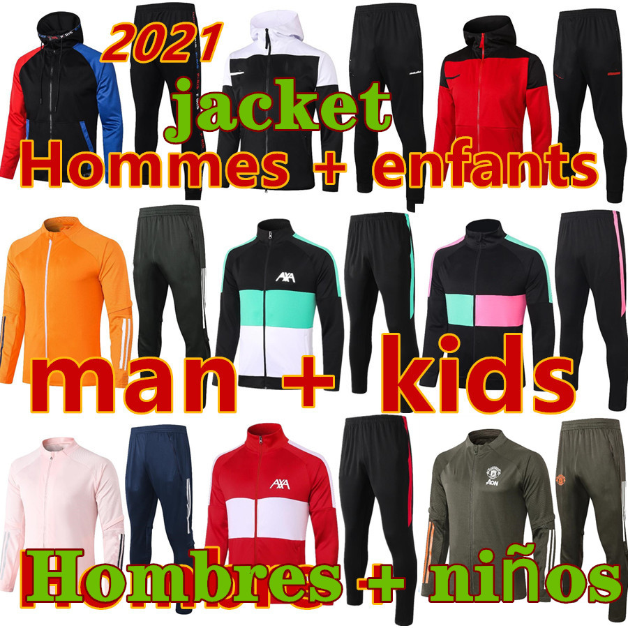 

New chandal futbol men and kids survetement foot soccer jerseys 20 21 soccer tracksuit football jersey training jogging Hoodie jacket
