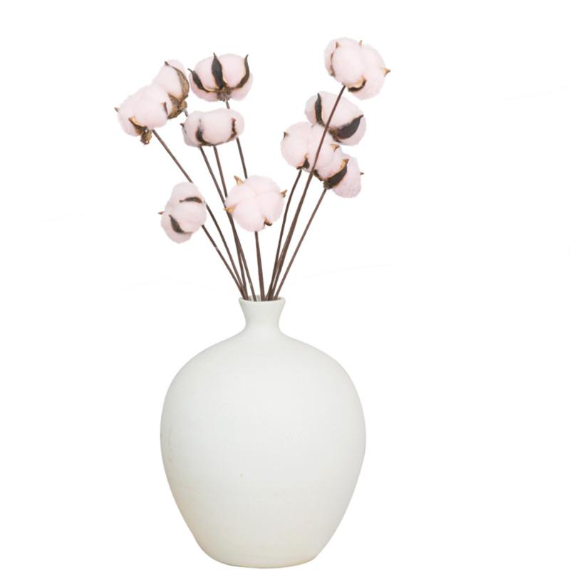 

6pcs/bunch Wedding home decoration natural dry flower cotton branches dried cotton flower artificial branches No Vase, 6 pcs white