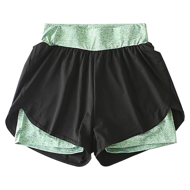 

Women Workout Running 2 In 1 High Waist Shorts Yoga Gym Sport Pants with Liner 77UF, Green