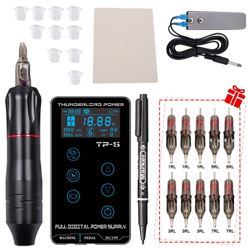 

1 Set Kit Tattoo Rotary Pen Power Supply Foot Pedal For Lining and Shading Practice For Tattoo Artist Body Machine Set