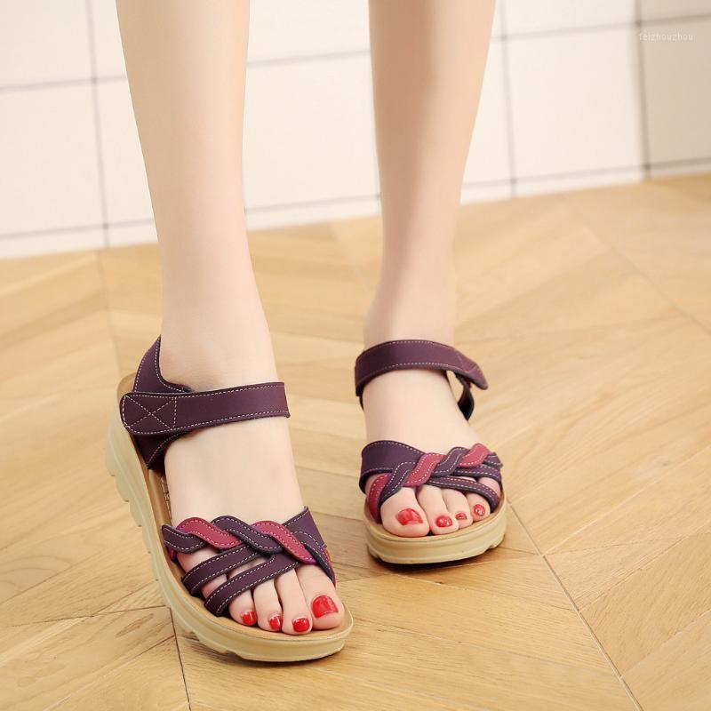 

2020 New Women Sandals Soft matching Color soft-soled wedges Sandals Comfortable Flat Open Toe Beach Shoes Footwear#07201, Kh
