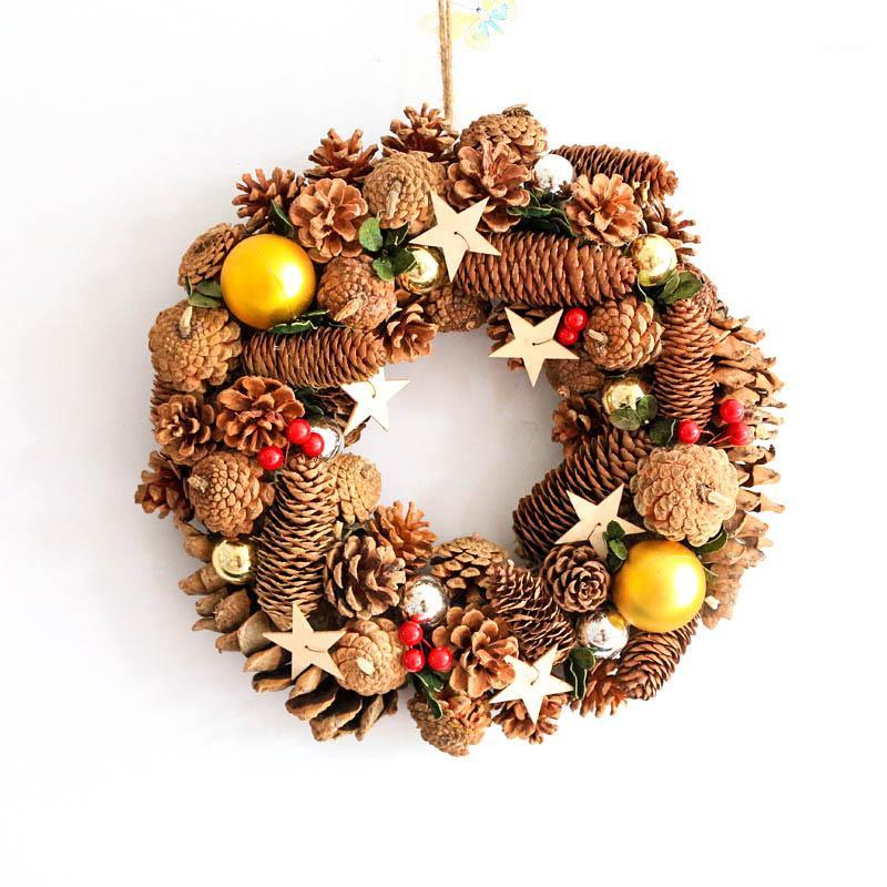 

D13.77" Christmas Door Wreath Home Decor Christmas Pendant 2020 Wall Natal Drop Hangings Pinecones Navidad Festival Supplies1, 35cm